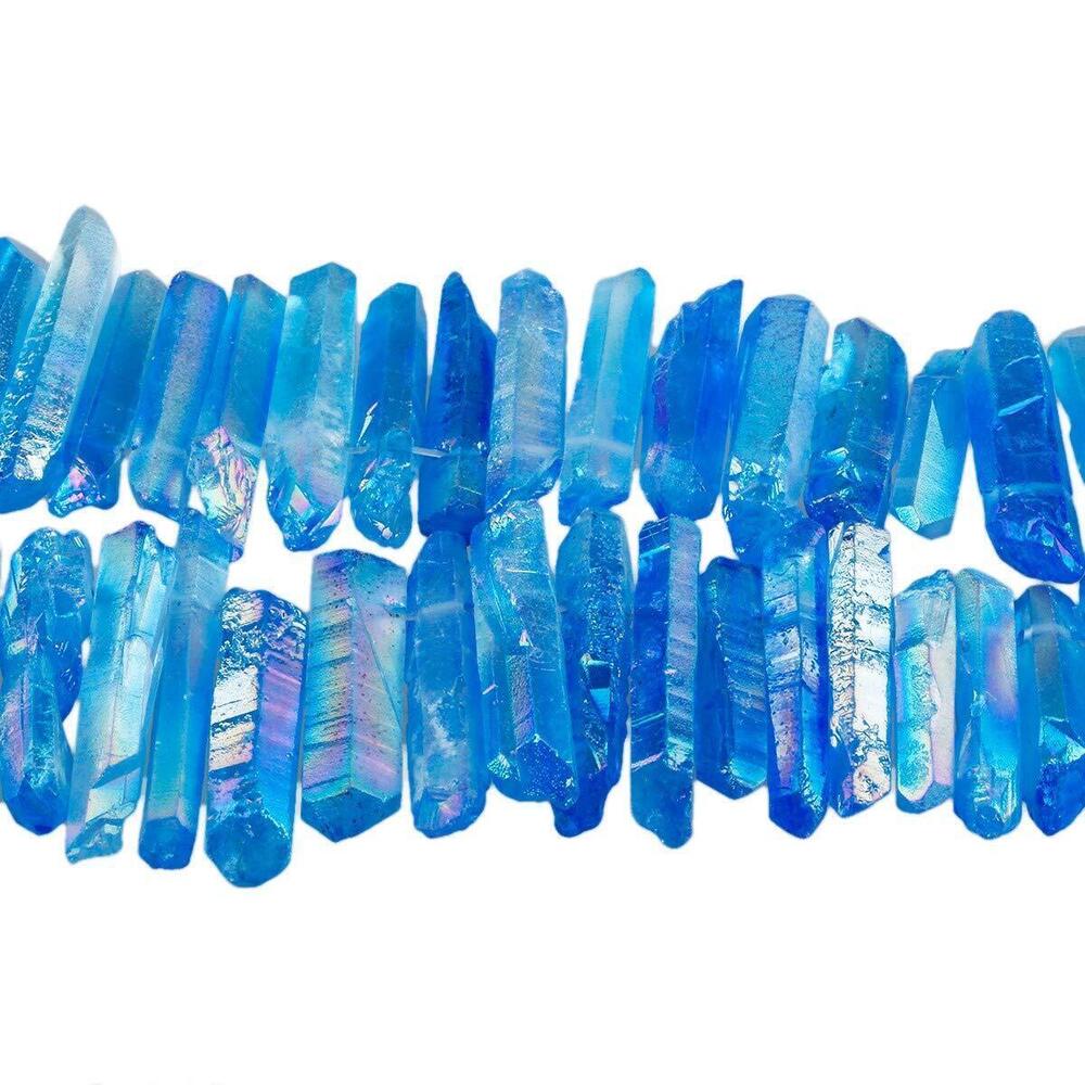 4299 Rock Quartz Crystal Points Loose Beads for Jewelry Making, Titanium